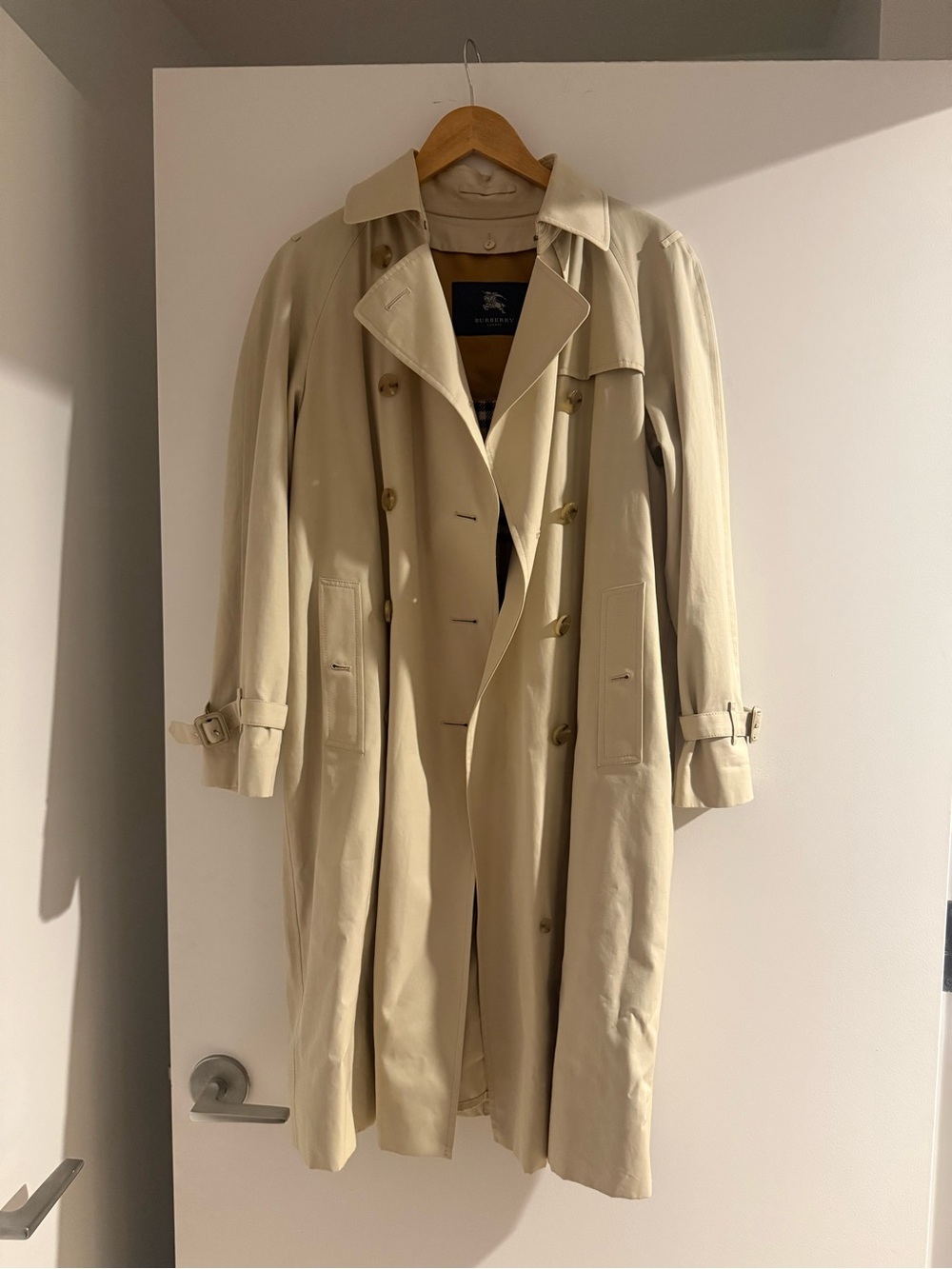 Burberry Light Beige Trench Coat with Removable Wool Plaid Lining